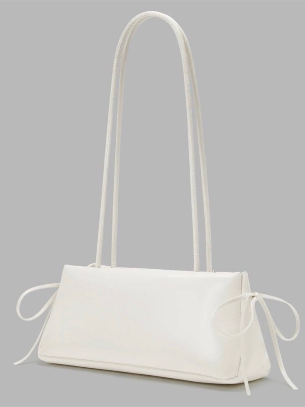 CIDER White Shoulder Bag with Side Bow Accents